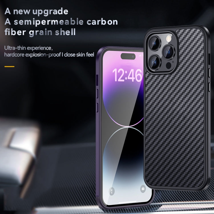 SULADA Carbon Fiber Textured Shockproof Metal + TPU Frame Case