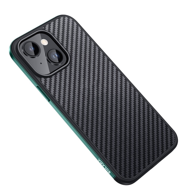 SULADA Carbon Fiber Textured Shockproof Metal + TPU Frame Case