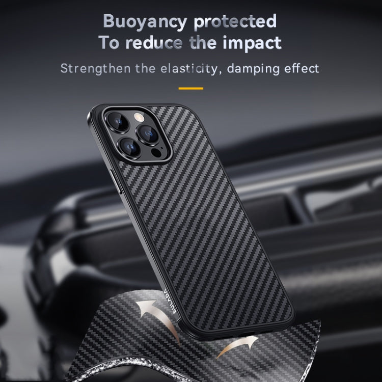 SULADA Carbon Fiber Textured Shockproof Metal + TPU Frame Case