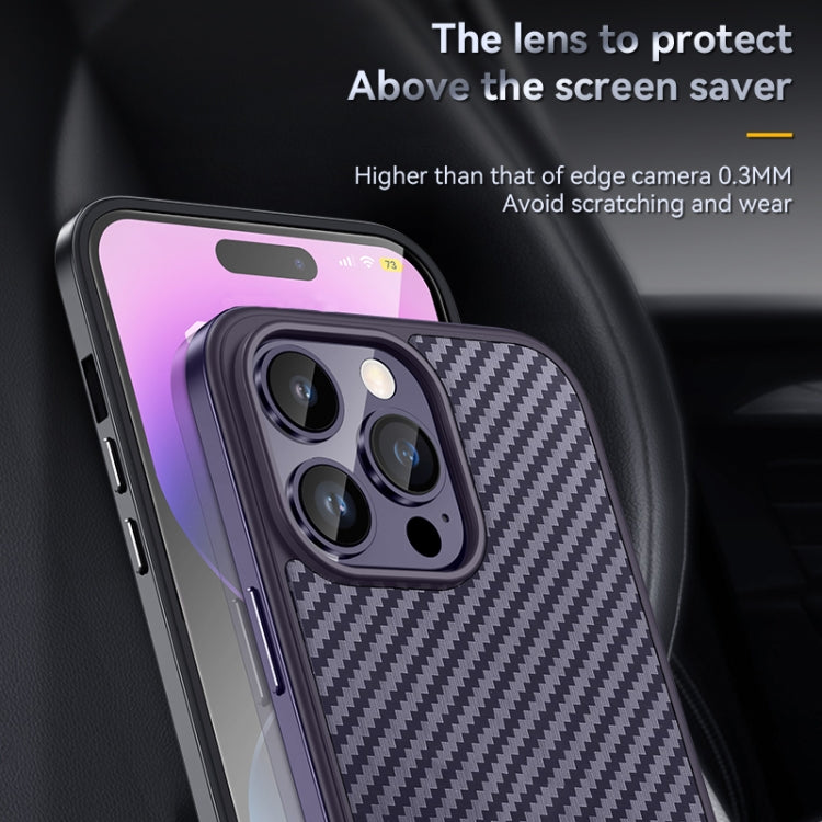 SULADA Carbon Fiber Textured Shockproof Metal + TPU Frame Case