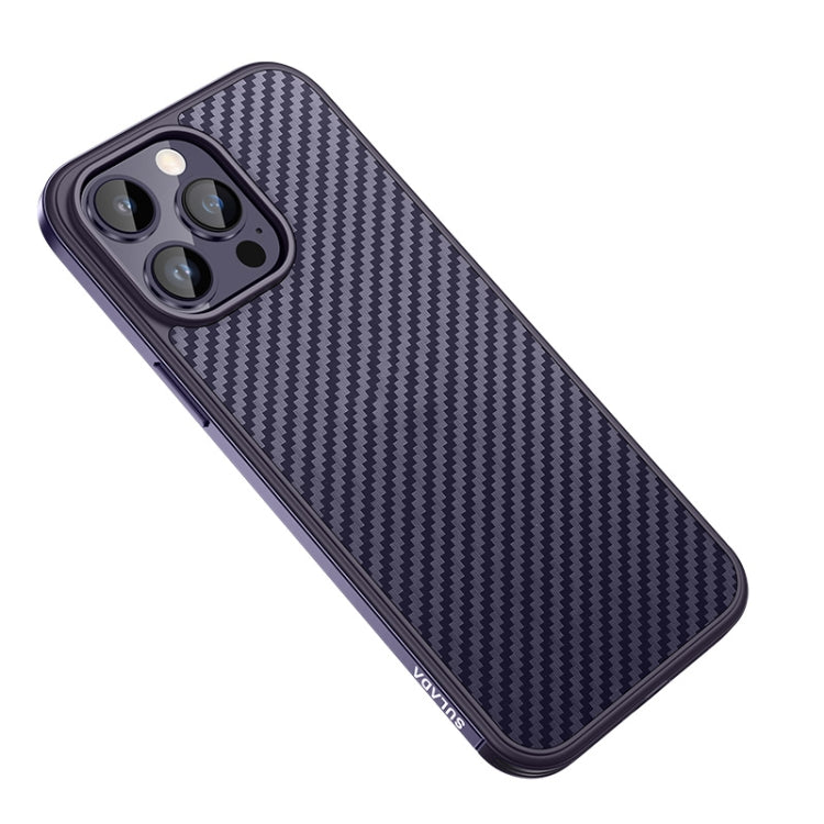 SULADA Carbon Fiber Textured Shockproof Metal + TPU Frame Case