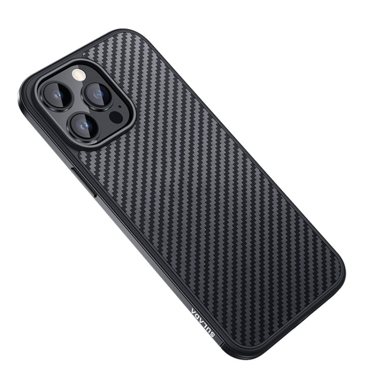 SULADA Carbon Fiber Textured Shockproof Metal + TPU Frame Case