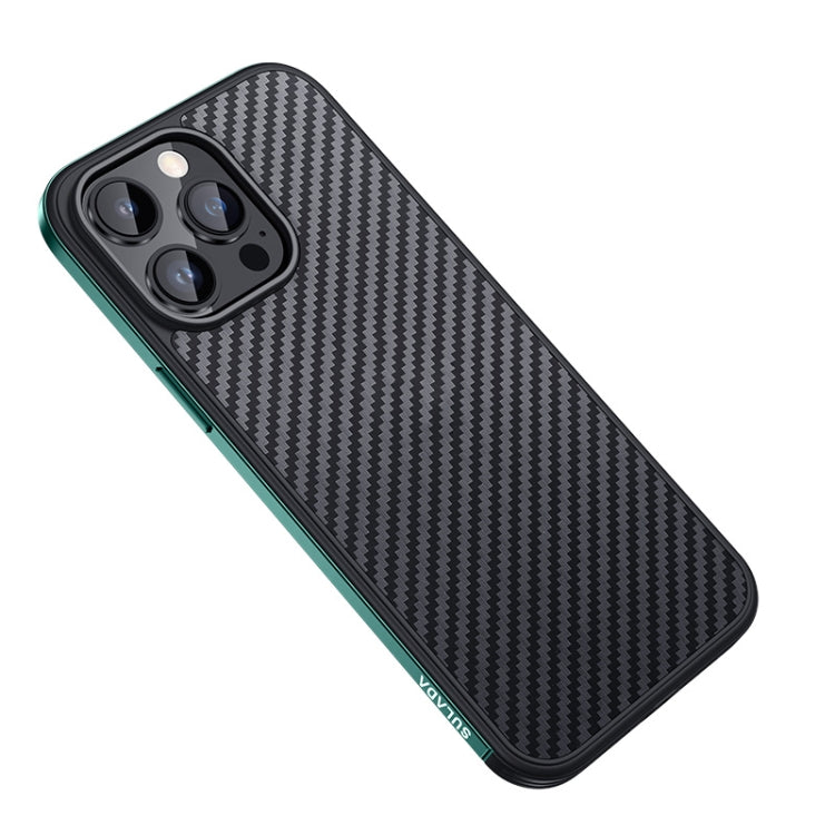 SULADA Carbon Fiber Textured Shockproof Metal + TPU Frame Case