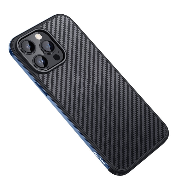 SULADA Carbon Fiber Textured Shockproof Metal + TPU Frame Case