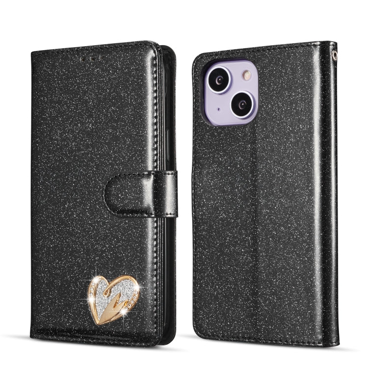 Glitter Powder Love Leather Phone Case