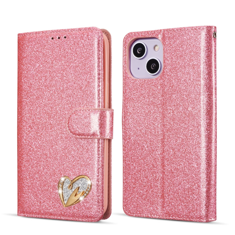 Glitter Powder Love Leather Phone Case