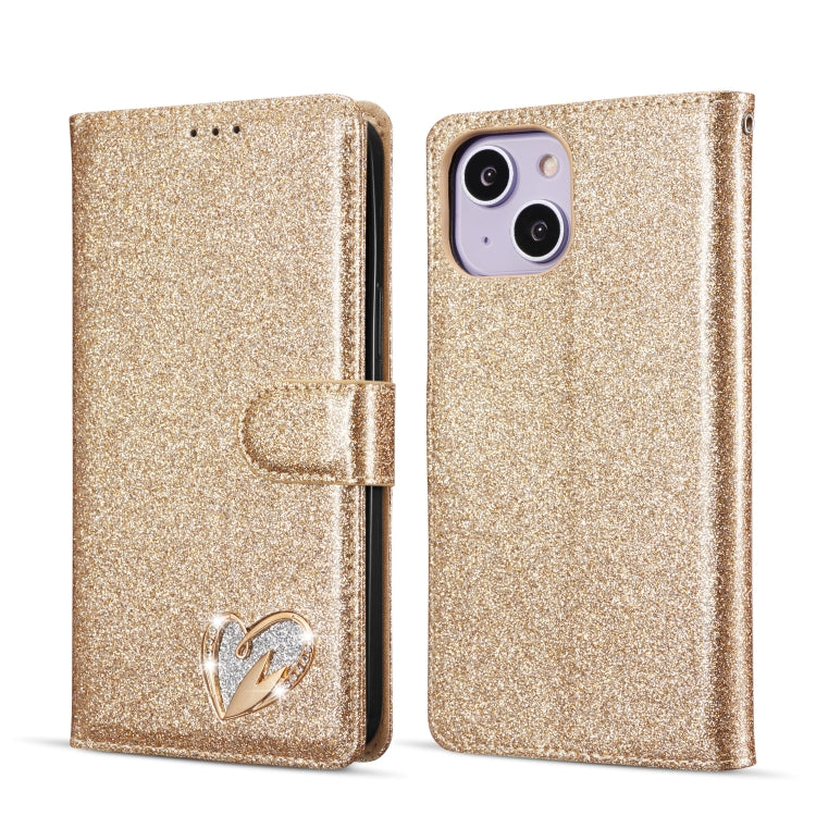 Glitter Powder Love Leather Phone Case