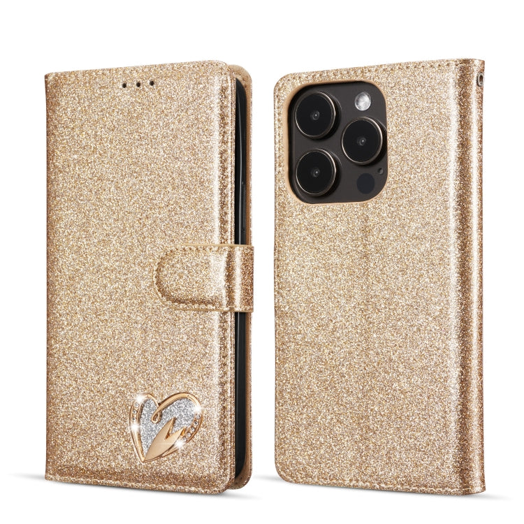 Glitter Powder Love Leather Phone Case
