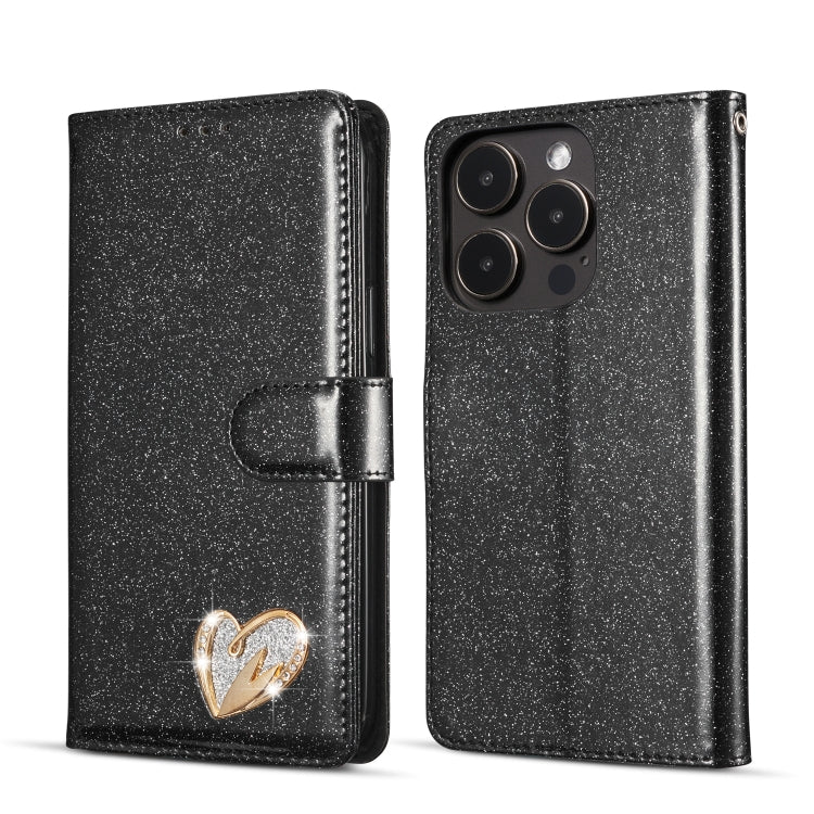 Glitter Powder Love Leather Phone Case
