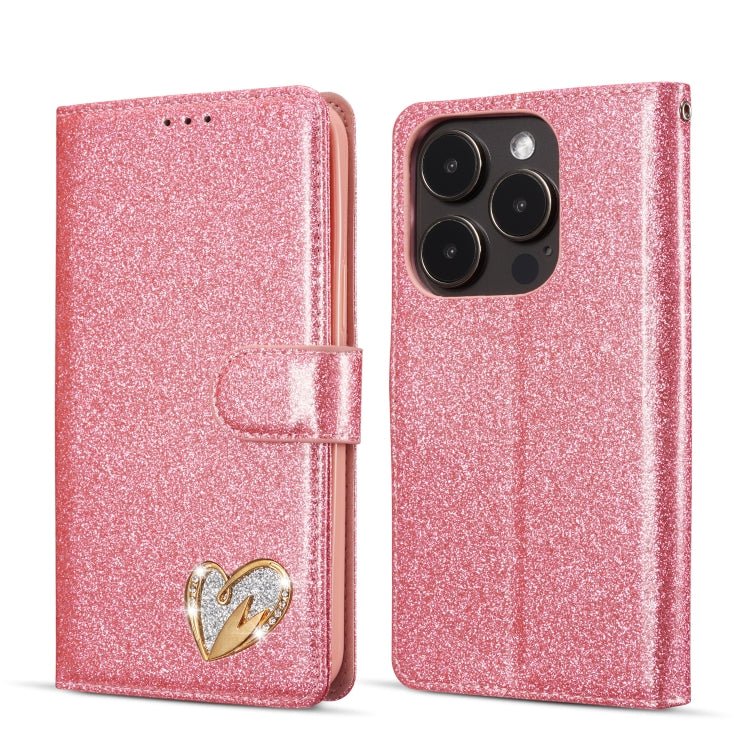 Glitter Powder Love Leather Phone Case