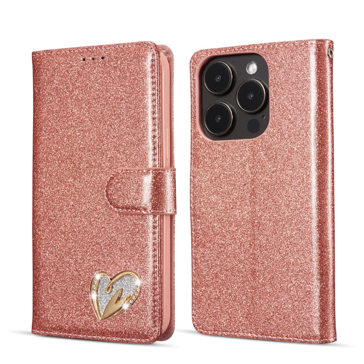 Glitter Powder Love Leather Phone Case