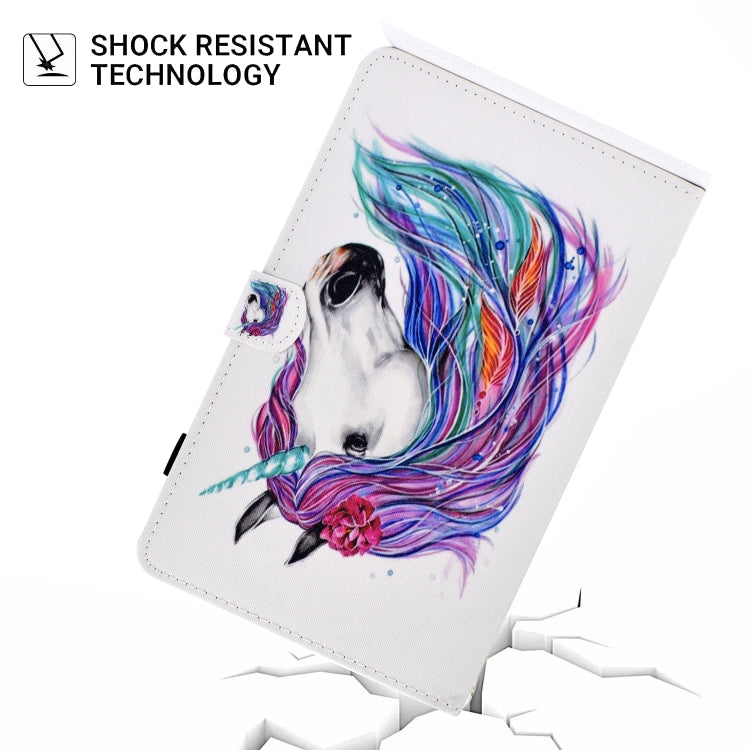 Sewing Thread Horizontal Painted Flat Leather Case with Sleep Function & Pen Cover & Anti Skid Strip & Card Slot & Holder