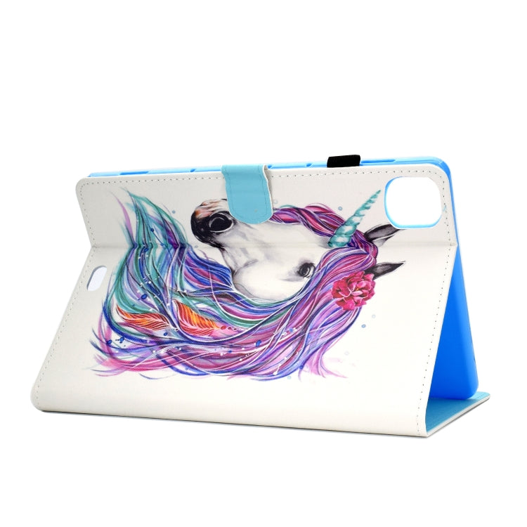 Sewing Thread Horizontal Painted Flat Leather Case with Sleep Function & Pen Cover & Anti Skid Strip & Card Slot & Holder