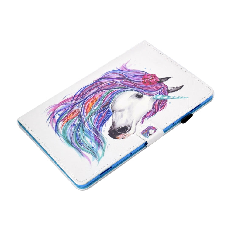 Sewing Thread Horizontal Painted Flat Leather Case with Sleep Function & Pen Cover & Anti Skid Strip & Card Slot & Holder