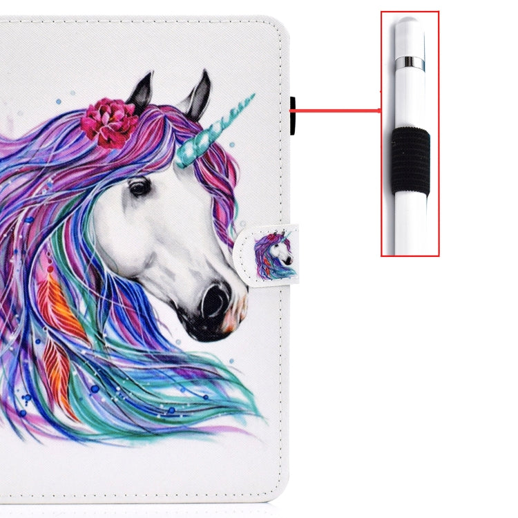 Sewing Thread Horizontal Painted Flat Leather Case with Sleep Function & Pen Cover & Anti Skid Strip & Card Slot & Holder