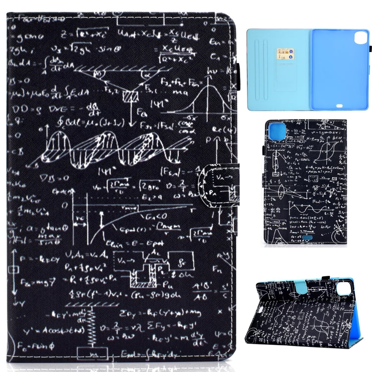 Sewing Thread Horizontal Painted Flat Leather Case with Sleep Function & Pen Cover & Anti Skid Strip & Card Slot & Holder