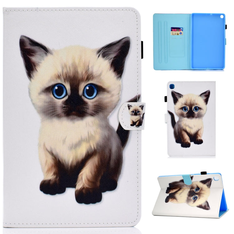 Sewing Thread Horizontal Painted Flat Leather Case with Sleep Function & Pen Cover & Anti Skid Strip & Card Slot & Holder