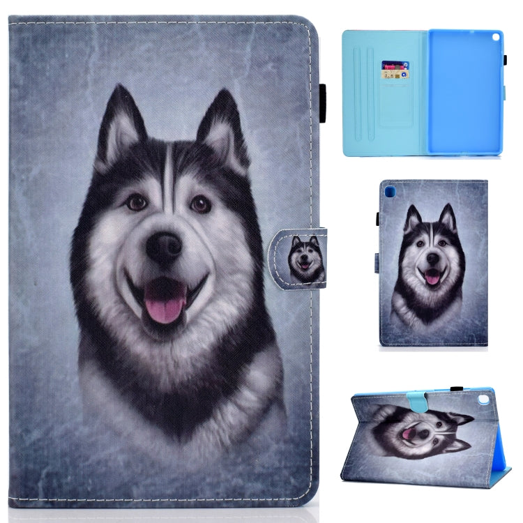 Sewing Thread Horizontal Painted Flat Leather Case with Sleep Function & Pen Cover & Anti Skid Strip & Card Slot & Holder