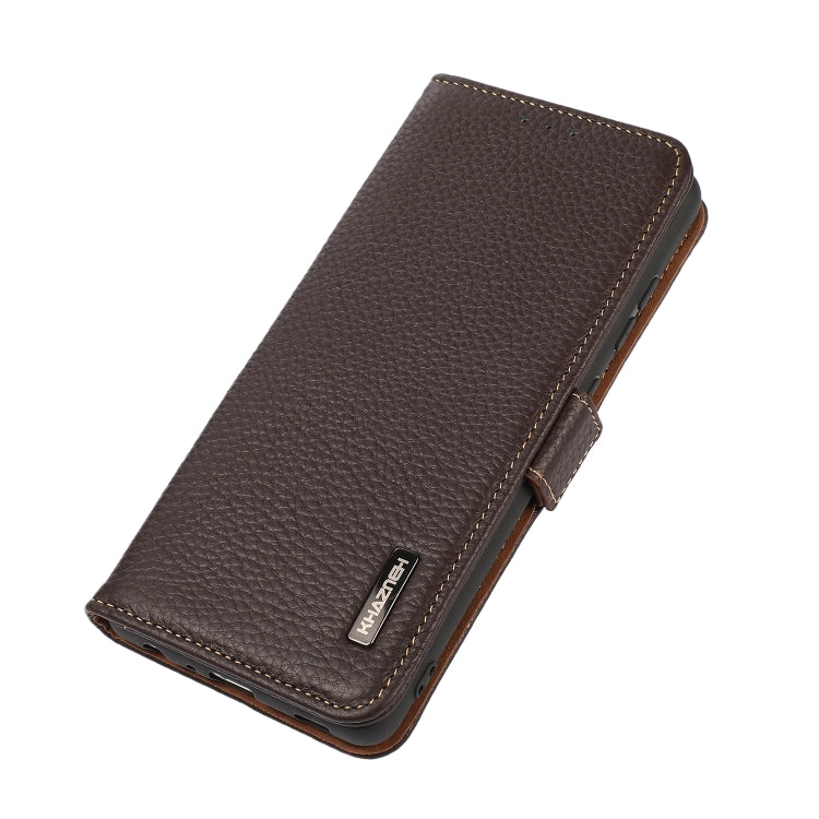 KHAZNEH Side-Magnetic Litchi Genuine Leather RFID Phone Case, For Xiaomi Redmi Note 12 China, For Xiaomi Redmi Note 12 Pro 5G China, For Xiaomi Redmi Note 12 Pro+ China / Redmi Note 12 Explorer