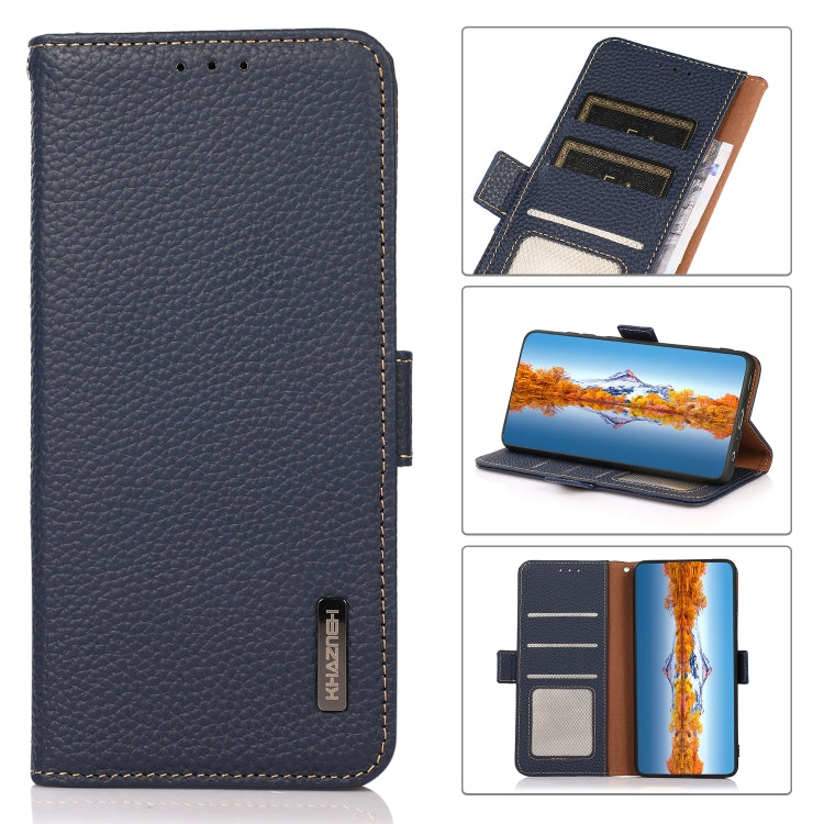 KHAZNEH Side-Magnetic Litchi Genuine Leather RFID Phone Case, For Xiaomi Redmi Note 12 China, For Xiaomi Redmi Note 12 Pro 5G China, For Xiaomi Redmi Note 12 Pro+ China / Redmi Note 12 Explorer
