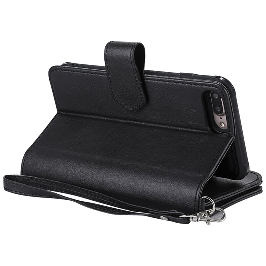 Solid color iPhone 8 Plus case with zipper wallet functionality and shock-absorbing layers