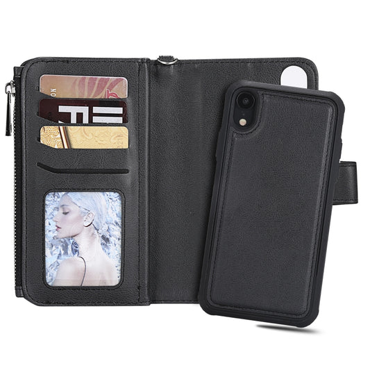 iPhone XR case in solid color displaying wallet functionality and protective bumper design