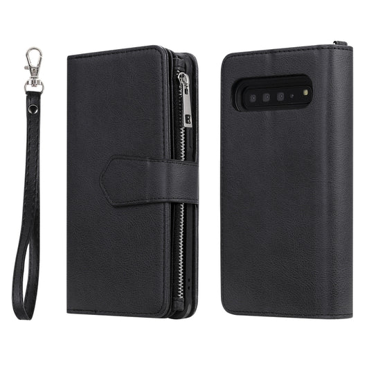 Protective Galaxy S10 Plus zipper case featuring photo holder and multiple card storage slots