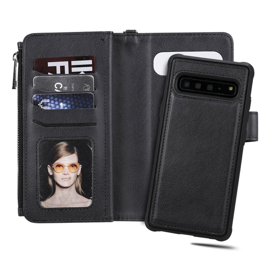 Galaxy S10e solid color case with card slots, bracket support and photo holder detail