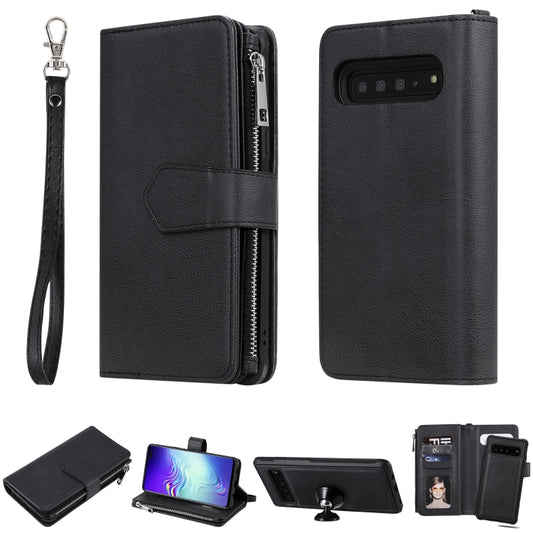 Galaxy S10 5G shockproof case with card slots, bracket and wallet function in solid color