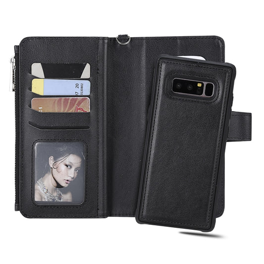 Galaxy S8 Plus wallet case showing zipper compartment and interior organization