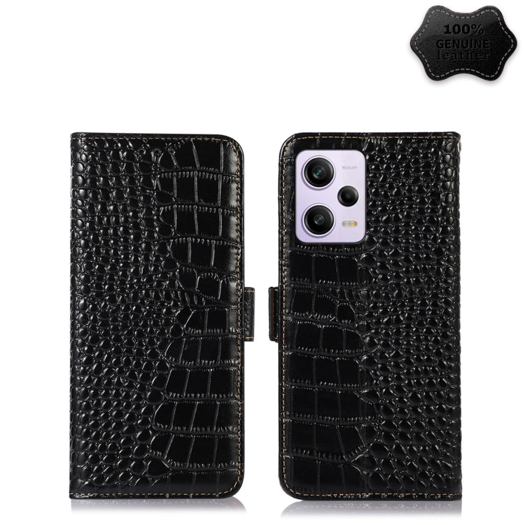 Crocodile Top Layer Cowhide Leather Phone Case, For Xiaomi Redmi Note 12 China, For Xiaomi Redmi Note 12 Pro 5G China