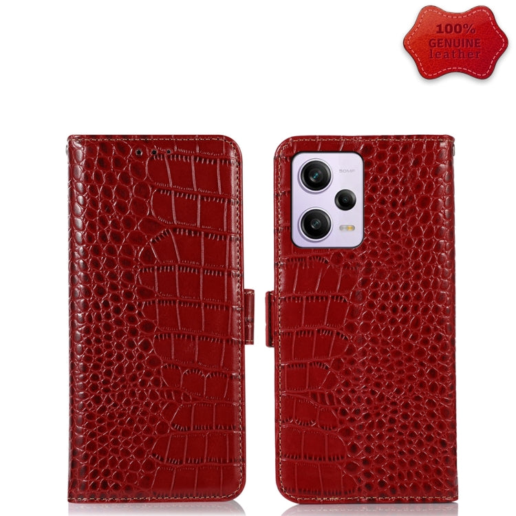 Crocodile Top Layer Cowhide Leather Phone Case, For Xiaomi Redmi Note 12 China, For Xiaomi Redmi Note 12 Pro 5G China