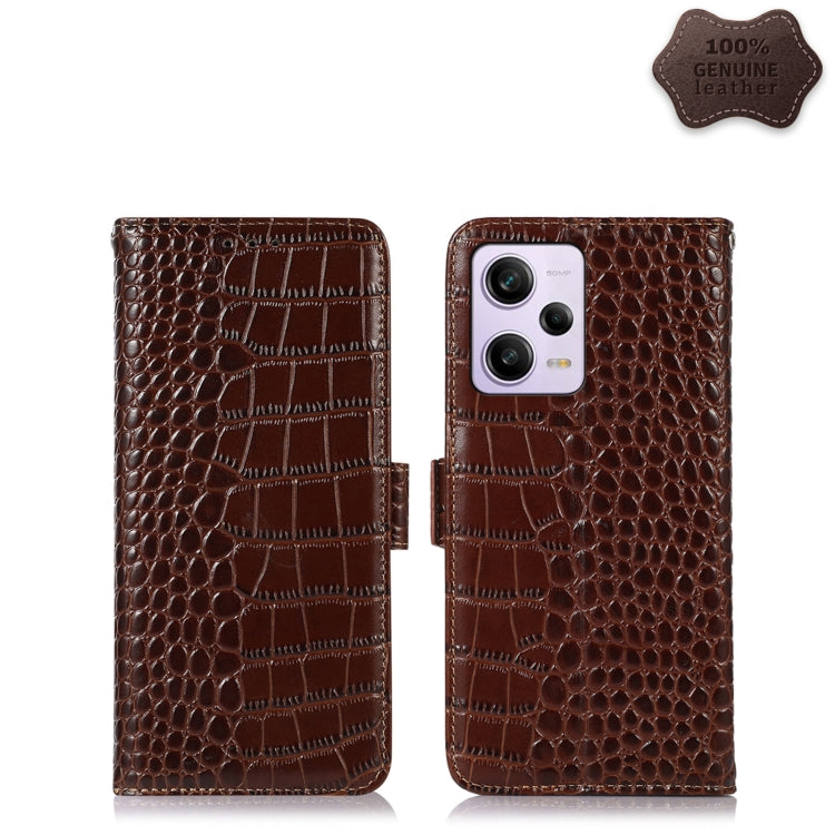 Crocodile Top Layer Cowhide Leather Phone Case, For Xiaomi Redmi Note 12 China, For Xiaomi Redmi Note 12 Pro 5G China