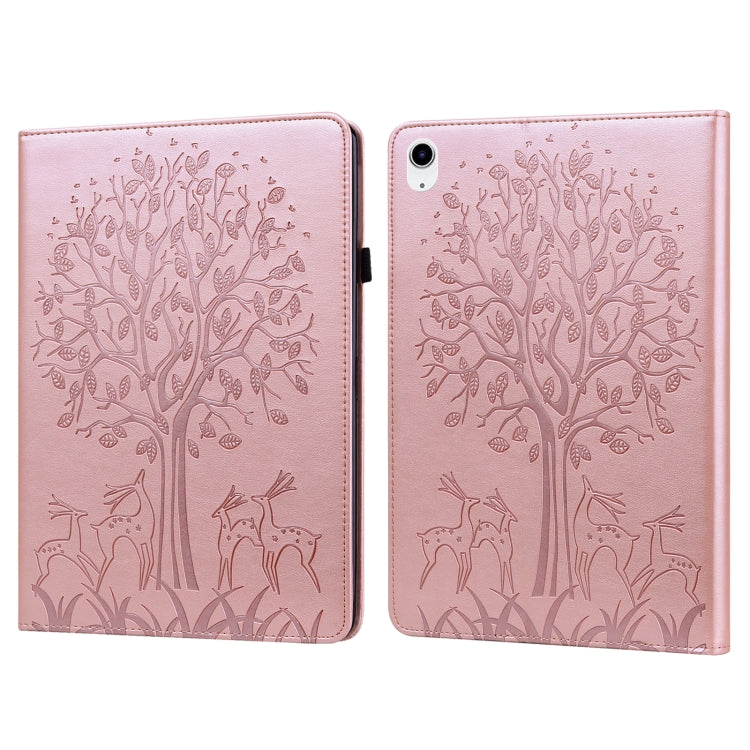 Tree & Deer Embossed Leather Tablet Case, For iPad 10th Gen 10.9 2022