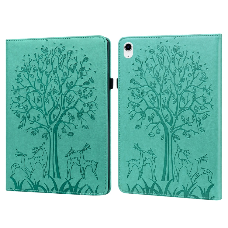 Tree & Deer Embossed Leather Tablet Case, For iPad 10th Gen 10.9 2022