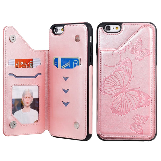 Butterfly embossed iPhone case with card slots and photo frame holder for 6 Plus, 7 Plus, 8 Plus