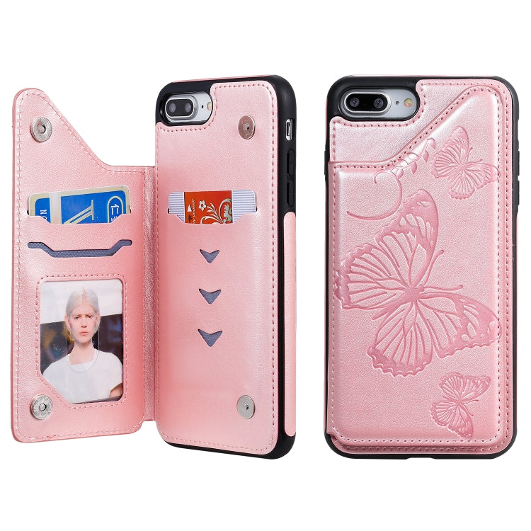 Butterfly Embossing Pattern Shockproof Protective Case with Holder & Card Slots & Photo Frame, For iPhone 6 Plus, For iPhone 8 Plus & 7 Plus, For iPhone 7 & 8