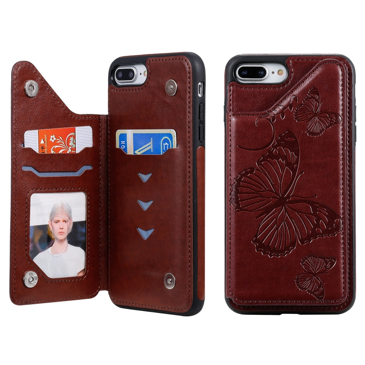 Butterfly Embossing Pattern Shockproof Protective Case with Holder & Card Slots & Photo Frame, For iPhone 6 Plus, For iPhone 8 Plus & 7 Plus, For iPhone 7 & 8
