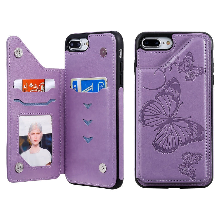Butterfly Embossing Pattern Shockproof Protective Case with Holder & Card Slots & Photo Frame, For iPhone 6 Plus, For iPhone 8 Plus & 7 Plus, For iPhone 7 & 8