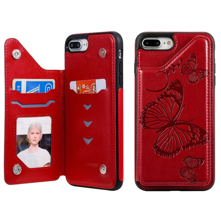 Butterfly Embossing Pattern Shockproof Protective Case with Holder & Card Slots & Photo Frame, For iPhone 6 Plus, For iPhone 8 Plus & 7 Plus, For iPhone 7 & 8