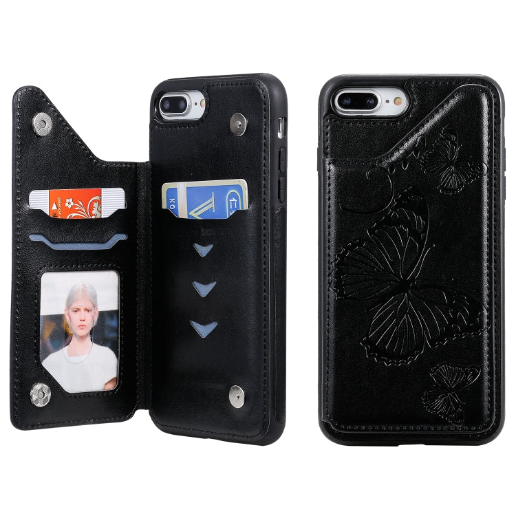 Butterfly Embossing Pattern Shockproof Protective Case with Holder & Card Slots & Photo Frame, For iPhone 6 Plus, For iPhone 8 Plus & 7 Plus, For iPhone 7 & 8