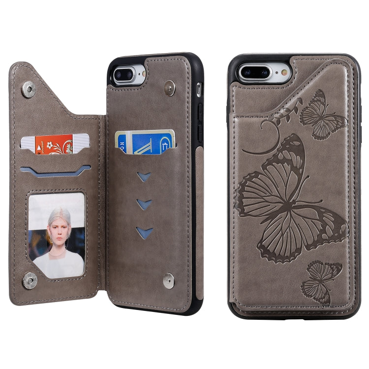 Butterfly Embossing Pattern Shockproof Protective Case with Holder & Card Slots & Photo Frame, For iPhone 6 Plus, For iPhone 8 Plus & 7 Plus, For iPhone 7 & 8
