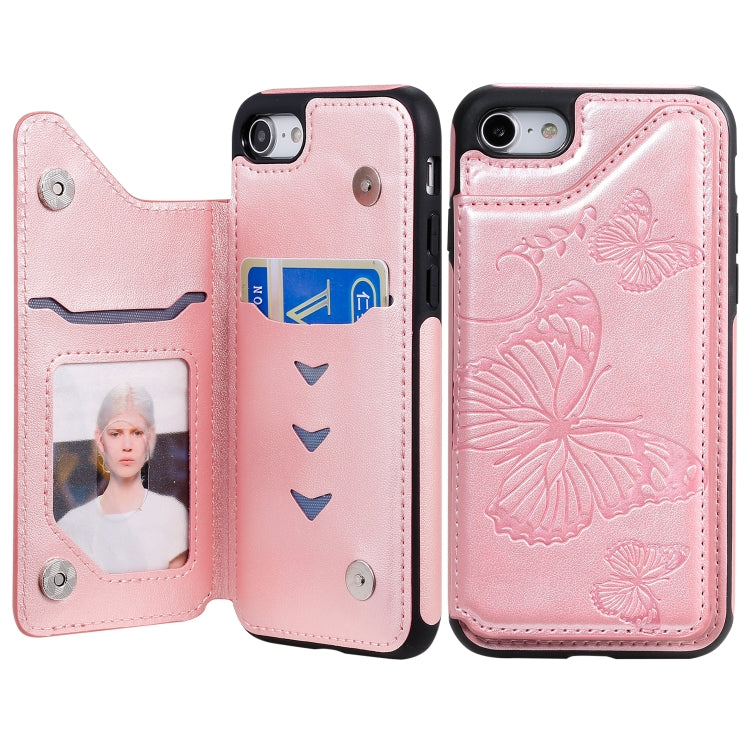 Butterfly Embossing Pattern Shockproof Protective Case with Holder & Card Slots & Photo Frame, For iPhone 6 Plus, For iPhone 8 Plus & 7 Plus, For iPhone 7 & 8