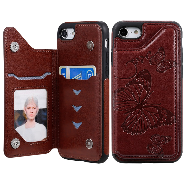 Butterfly Embossing Pattern Shockproof Protective Case with Holder & Card Slots & Photo Frame, For iPhone 6 Plus, For iPhone 8 Plus & 7 Plus, For iPhone 7 & 8
