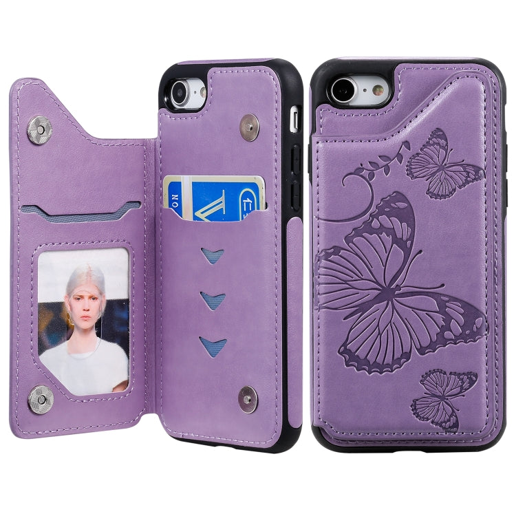 Butterfly Embossing Pattern Shockproof Protective Case with Holder & Card Slots & Photo Frame, For iPhone 6 Plus, For iPhone 8 Plus & 7 Plus, For iPhone 7 & 8