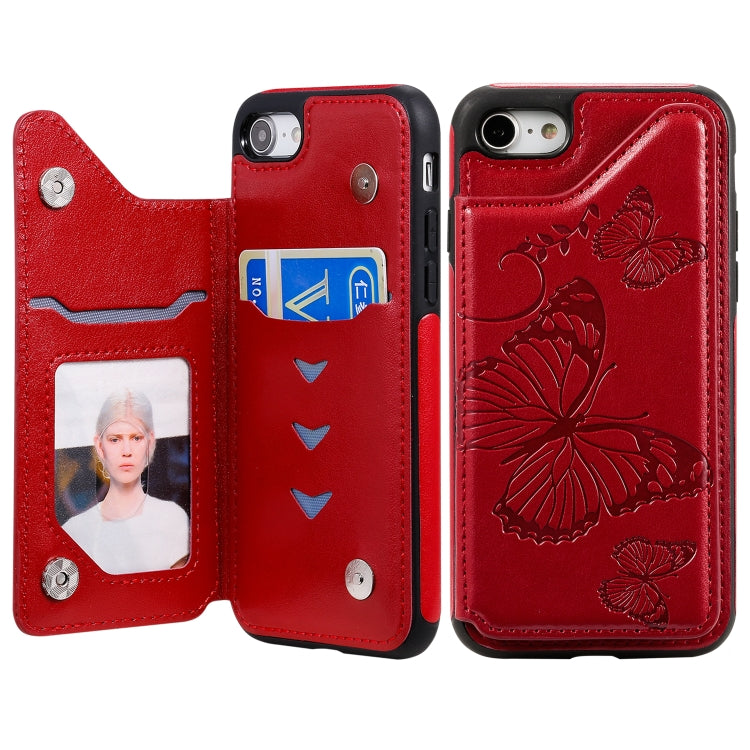 Butterfly Embossing Pattern Shockproof Protective Case with Holder & Card Slots & Photo Frame, For iPhone 6 Plus, For iPhone 8 Plus & 7 Plus, For iPhone 7 & 8