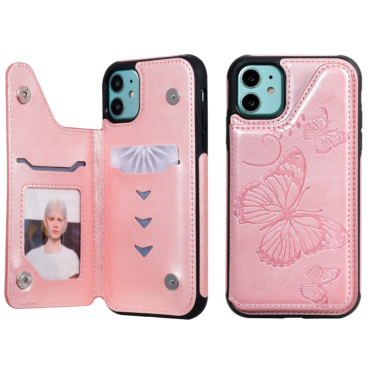 Butterfly Embossing Pattern Shockproof Protective Case with Holder & Card Slots & Photo Frame, For iPhone 11 Pro, For iPhone 11, For iPhone 11 Pro Max