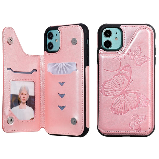 Butterfly embossed iPhone 11 Pro protective case with card slots and photo frame holder