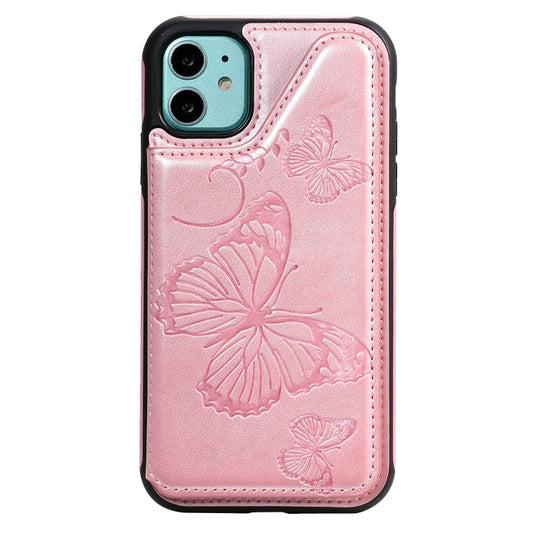 Shockproof iPhone 11 case featuring raised butterfly pattern design and kickstand