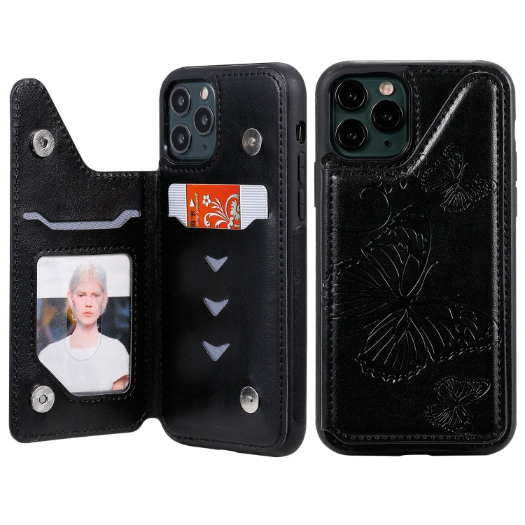 Butterfly Embossing Pattern Shockproof Protective Case with Holder & Card Slots & Photo Frame, For iPhone 11 Pro, For iPhone 11, For iPhone 11 Pro Max